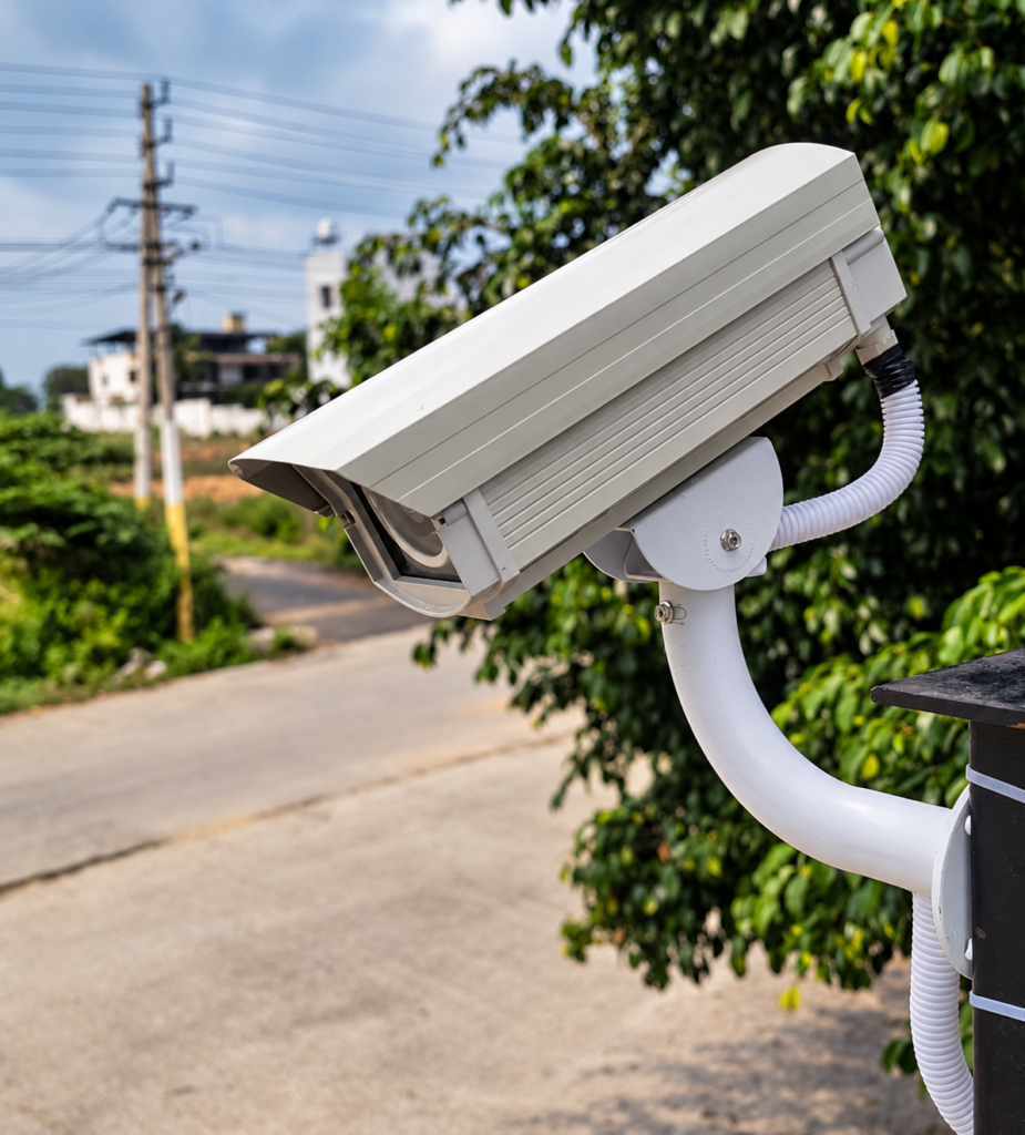 Outdoor CCTV security camera installation